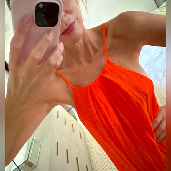 Italian silk mix bright orange sundress - Picture 6 of 8